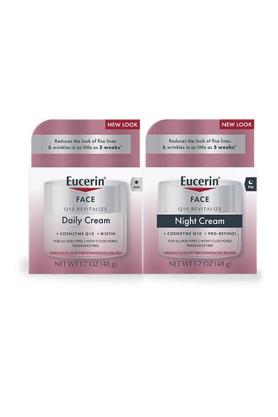 Eucerin Q10 Skin Care Set: Anti-Wrinkle Day & Night Cream, Biotin & Pro-Retinol, 1.7 Oz, Fragrance-Free