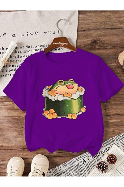 oneagılyazı تي شيرت كبير الحجم للأطفال مطبوع عليه ضفدع السوشي