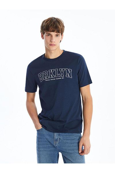 LC Waikiki Kurzärmliges, bedrucktes Herren-T-Shirt aus gekämmter Baumwolle mit Rundhalsausschnitt