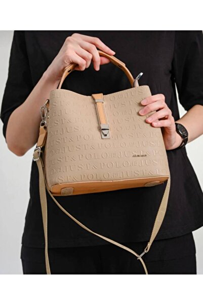 Just Polo مجموعة محفظة حقيبة نسائية مطبوعة بحروف واحدة باللون الأسود من Justp...