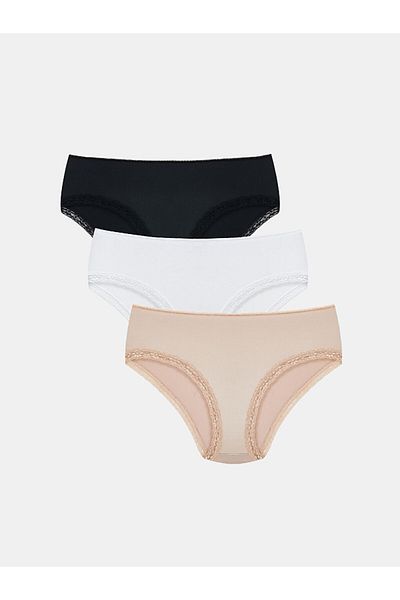 LC Waikiki New Season Lace Detailed Hipster Panties 3 Pack - S50311Z8