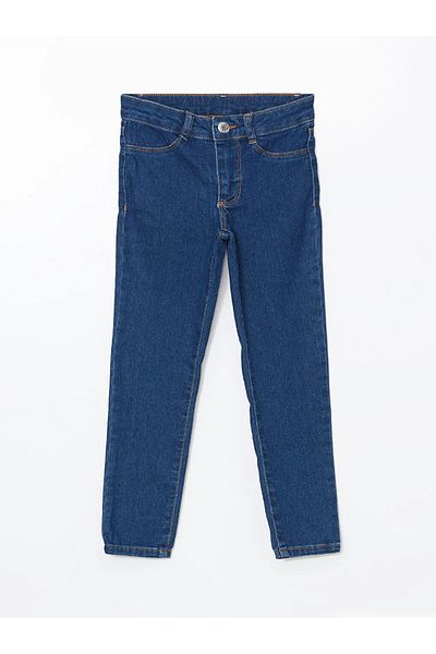 LC Waikiki Lcw Eco Indigo Girls' Jeans Pants with Adjustable Elastic Waist