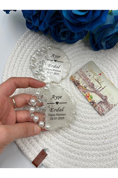 Uğur efendi şekerleme İncili Gümüş Epoksi 20 Adet Magnet Söz Nişan Magneti Ni...