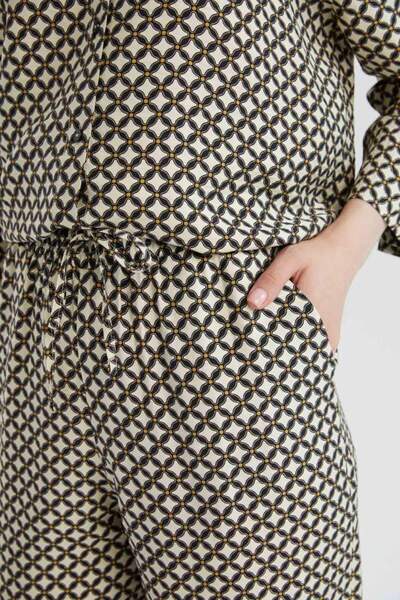 DeFacto Wide Leg Geniş Bol Paça Desenli Yüksek Bel Rahat Palazzo Pantolon C4042ax25sp