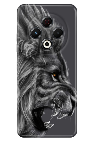 TECNO Spark 30 KL6 Kılıf Kamera Koruma Silikon Baskılı Kara Aslan
