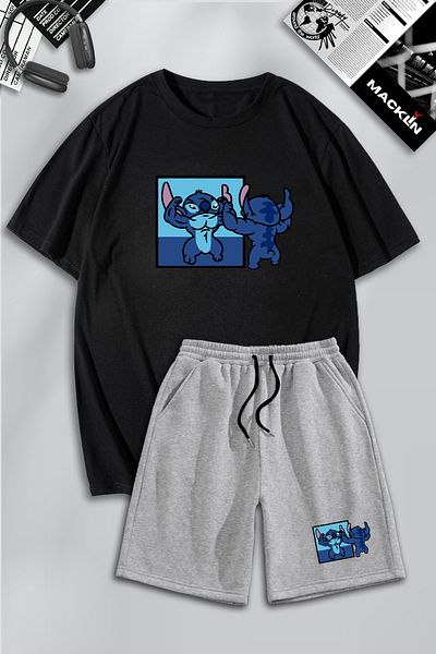 macklin Unisex Ανδρικά Γυναικεία Σετ φόρμας με στάμπα GYM με εμπριμέ προσαρμοσμένο σχέδιο Oversize Tshirt και σορτς