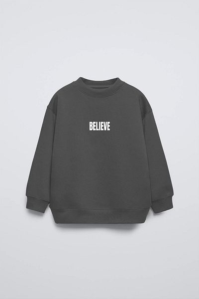 GIA - ART Football Themed Believe Printed Ycrew Neck Kids Sweatshirt