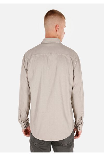 Colin's Regular Fit Classic Collar Plain Men's Stone Long Sleeve Shirt