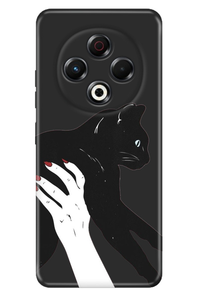 TECNO Spark 30 KL6 Kılıf Desenli TPU Silikon Sanat Kedi