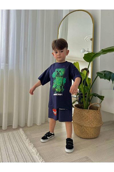MİNİKO KİDS Boy's Craft Modeled Printed Shorts Cotton Suit