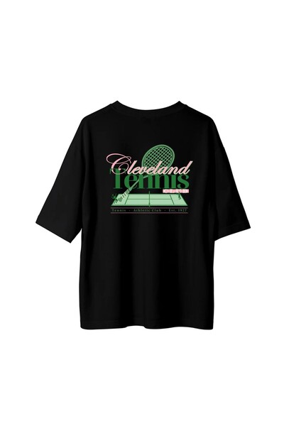 SVART WEAR تي شيرت نادي التنس مطبوع مقاس كبير للجنسين