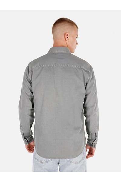 Colin's Regular Fit Classic Collar Plain Men's Gray Long Sleeve Shirt Cl 1071462