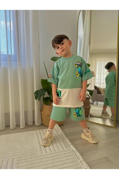 MİNİKO KİDS Boy's Craft Modeled Printed Shorts Cotton Suit