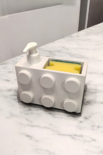 Maflen Renkli Brick Blok Özel Tasarım Sabunluk ve Organizer Seti Beyaz