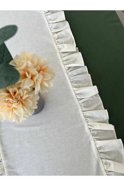Mirilliahome Βολάν λινό Runner |   Φυσικό Frilly Runner - Κομψό σχέδιο για διακόσμηση επιτραπέζιων σκευών