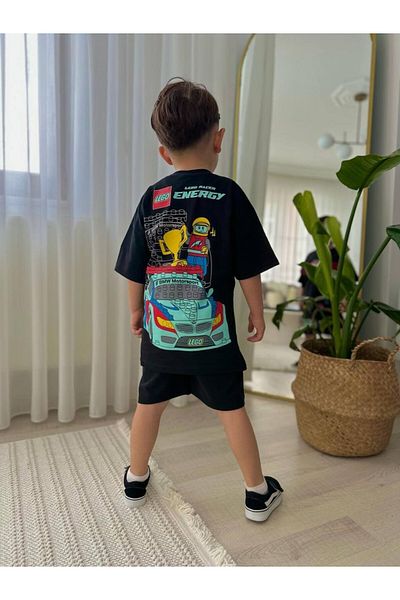 MİNİKO KİDS Boy's Legoo Modeled Printed Shorts Cotton Suit