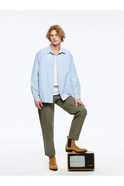 LC Waikiki Ανδρικό παντελόνι XSIDE Khaki Άνετο Μοντέλο Gabardine