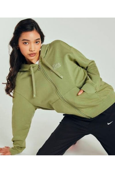 Nike Dri-FIT Get Fit Γυναικείο T-shirt Πράσινο με ολόσωμο φερμουάρ Smart Apparel