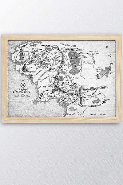 Saturn The Lord of the Rings Middle Earth Map Framed Painting - Movie Poster Painting