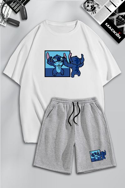 macklin Unisex Ανδρικά Γυναικεία Σετ φόρμας με στάμπα GYM με εμπριμέ προσαρμοσμένο σχέδιο Oversize Tshirt και σορτς