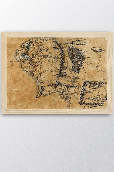 Saturn The Lord of the Rings Framed Painting - Middle Earth Map Poster Painting