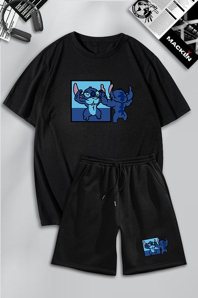 macklin Unisex Ανδρικά Γυναικεία Σετ φόρμας με στάμπα GYM με εμπριμέ προσαρμοσμένο σχέδιο Oversize Tshirt και σορτς