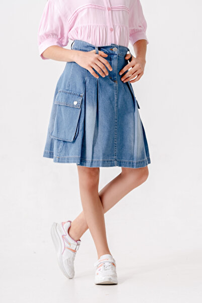 GİYİCEM TEKSTİL Blugi pentru fete cu buzunare plisate 2604