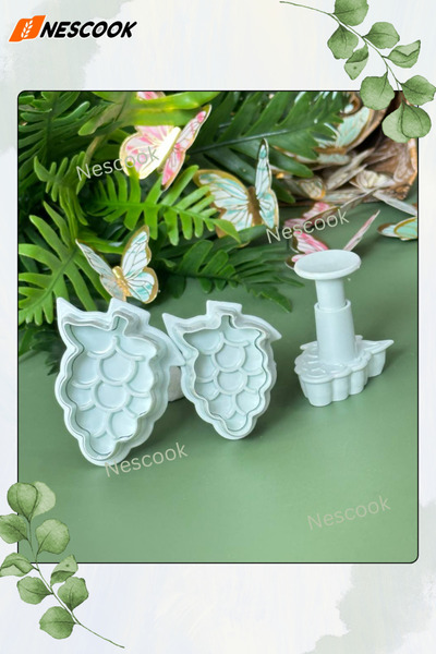 nescook 3 Pieces Grape Confectionery Cutters Sugar Art Cake Cookies Cutter Decorating Mold