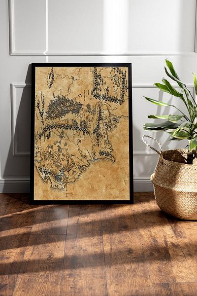 Saturn The Lord of the Rings Framed Painting - Middle Earth Map Poster Painting