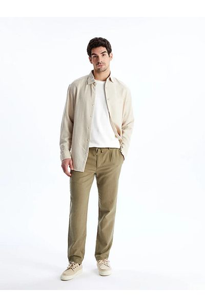 LC Waikiki Ανδρικό παντελόνι LCW Vision Green Slim Fit Λινό Μικτό