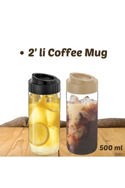 Cambu 2' li Coffee Mug 500 ml & Cam Kahve Bardağı