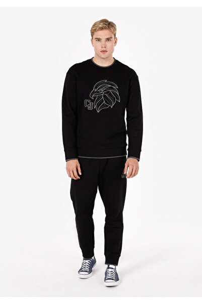 Colin's Ανδρικό μαύρο φούτερ παντελόνι Comfort Fit με ίσια γραμμή στη μέση Cl...