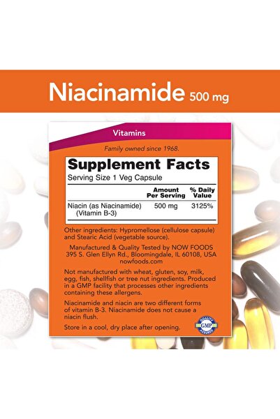 Now Foods NOW Niacinamide 500mg,100 Capsules