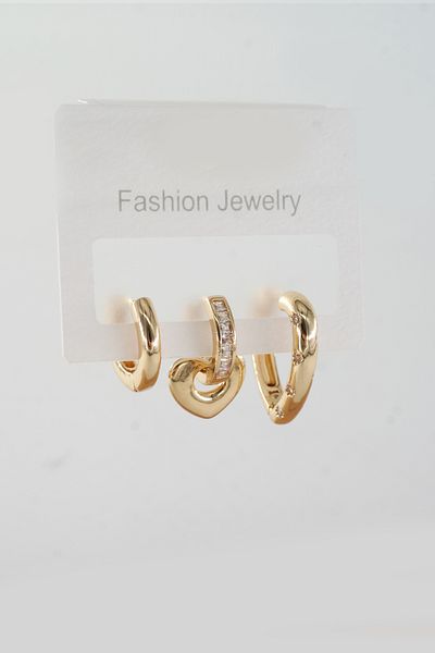 ARTEMİSİA Women Vip Series Antiallergenic Mixed Figured Zircon Stone 3 Earring Set