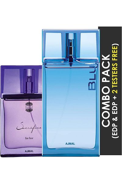 Ajmal اجمل عطر ساكريفايس مسك 50 مل للنساء او دي بارفان بلو عطر خشبي مائي 90 مل للرجال