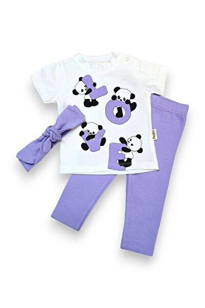 SeaBubbles Panda Patterned Baby Girl Tights Set
