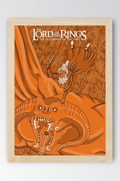 Saturn The Lord of the Rings Framed Painting - Gandalf Balrog Poster Painting