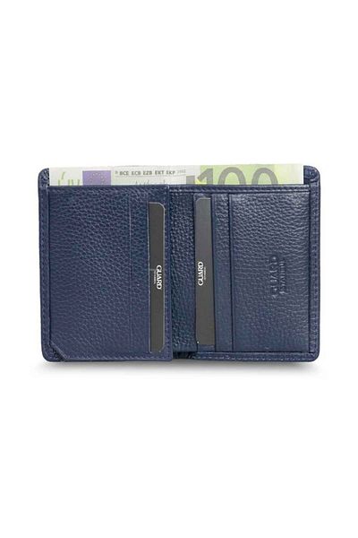 GUARD Extra Thin Navy Blue Genuine Leather Men's Wallet P841
