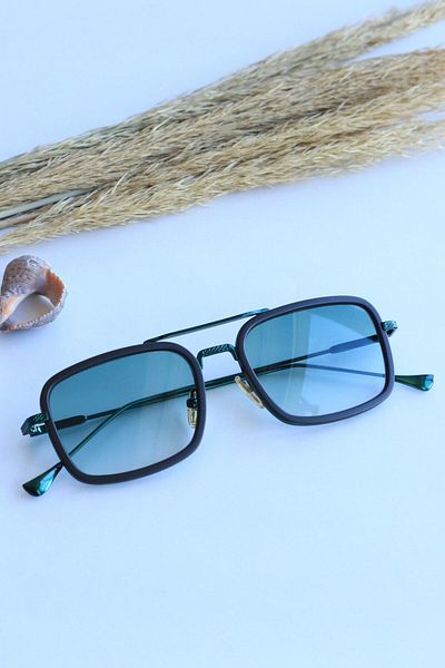 LOOKUP NEW Brian Green Rectangular Square Frame Gradient Glass Unisex Uv400 Sunglasses