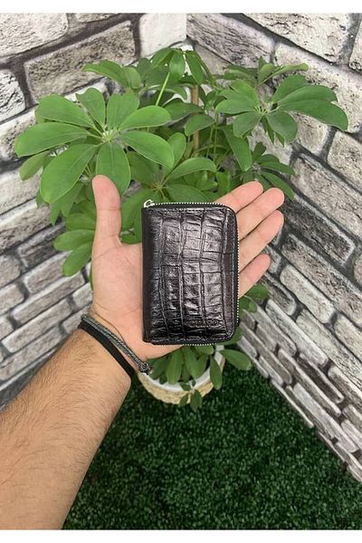 GUARD Black Genuine Leather Crocodile Printed Card Holder - Men/Women P196