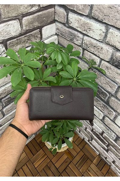 GUARD Matte Brown Hand Portfolio with Zipper and Genuine Leather Patch P2214
