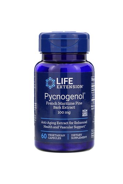Life Extension Pycnogenol French Maritime Pine Bark Extract 100mg 60 Vegetarian Capsules