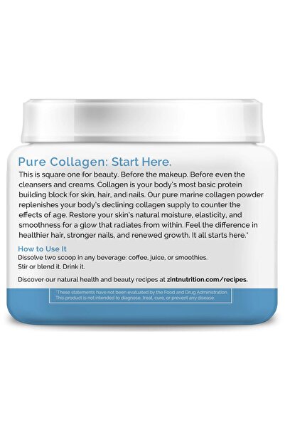 Zintaş Hydrolyzed Marine Collagen Powder (8 oz): Anti-Aging Peptides - Paleo, Non-GMO, Skin, Hair, Nails