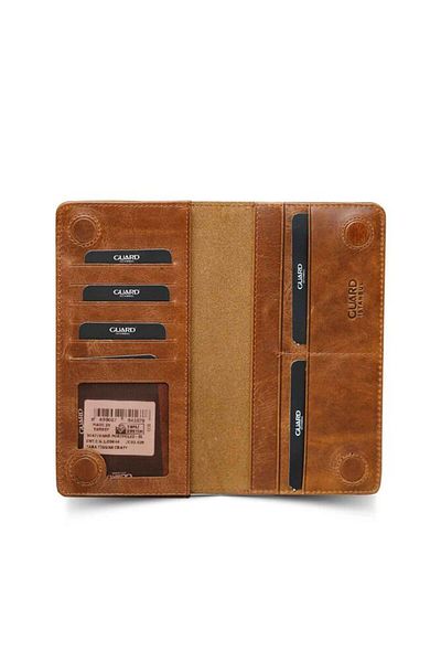 GUARD Genuine Leather Men's/Women's Portfolio Wallet with Phone Port - Tiguan Tan P3047
