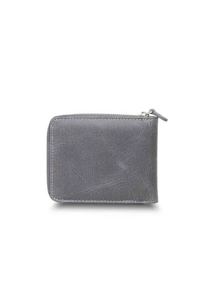 GUARD Antique Gray Zipper Horizontal Mini Genuine Leather Wallet Men / Women P2265