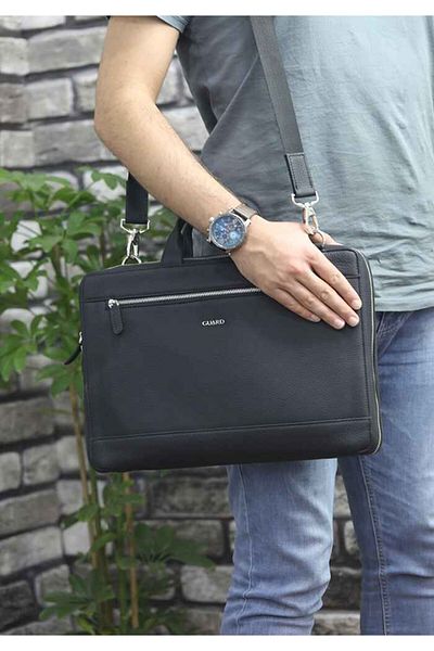 GUARD Black Genuine Leather Special Production Laptop and Briefcase Men's / Women's P1796