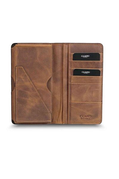 GUARD Plus Crazy Tan Genuine Leather Unisex Wallet with Phone Slot P1420