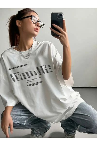 Keywest Μπλουζάκι Unisex Keep Moving For Ward με στάμπα Oversize 100% βαμβάκι