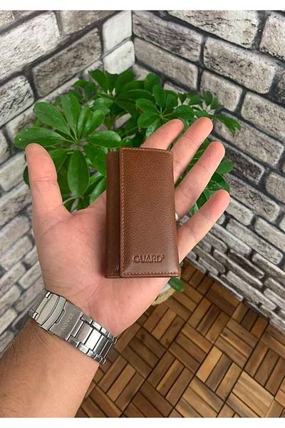 GUARD Tan Genuine Leather Keychain P404