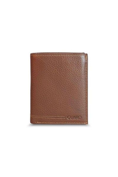 GUARD Multi-Compartment Vertical Tan Genuine Leather Men's Wallet P67